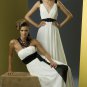 Strapless Long Bridesmaid Dress Black White A-line Prom Evening Dress Sz4 6 8 10 12+