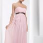 Strapless Long Bridesmaid Dress Pink Chiffon A-line Maternity Prom Evening Dress Sz4 6 8 10 12+