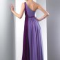 One Shoulder Long Bridesmaid Dress Purple Lavender A-line Evening Dress Sz6 8 10 12 14+