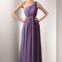 One Shoulder Long Bridesmaid Dress Purple Lavender A-line Evening Dress Sz6 8 10 12 14+
