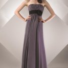 Strapless Long Bridesmaid Dress Gry Chiffon A-line Prom Evening Dress Sz6 8 10 12 14+Custom