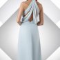 Halter Long Bridesmaid Dress Light Blue Chiffon Custom A-line Prom Evening Dress Sz4 6 8 10 12+