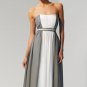 Strapless Long Bridesmaid Dress Sliver White A-line Prom Evening Dress Sz4 6 8 10 12+