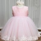 White Pink Satin Lace Junior Bridesmaid Dress Flower Girl Dress Baby Dresses Sz2 3 4 5 6 7 8 9 10+