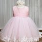 White Pink Satin Lace Junior Bridesmaid Dress Flower Girl Dress Baby Dresses Sz2 3 4 5 6 7 8 9 10+