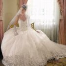 A-line White Lace Ball Gown Thin Straps Bodice Bridal Wedding Dress Sz4 6 8 10 12 14+Custom