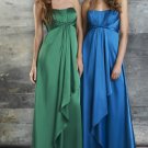 Strapless Long Bridesmaid Dress Teal Green Blue Satin Empire Maternity Evening Dress Sz4 6 8 10 12+