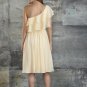 One Shoulder Bridesmaid Dress Cream Yellow Chiffon Short Party Prom Evening Dress Sz4 6 8 10 12+