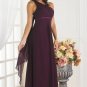 One Shoulder Long Bridesmaid Dress Eggplant Chiffon Wedding Evening Dress Sz4 6 8 10 12 14 16+