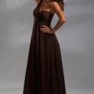 One Shoulder Long Bridesmaid Dress Brown Coffee Chiffon Wedding Evening Dress Sz4 6 8 10 12 14 16+
