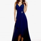 Halter Long Bridesmaid Dress Royal Blue Chiffon Wedding Evening Dress Sz4 6 8 10 12 14 16+