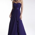 Strapless Long Bridesmaid Dress Deep Blue Chiffon Wedding Evening Dress Sz4 6 8 10 12 14 16+