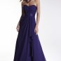 Strapless Long Bridesmaid Dress Deep Blue Chiffon Wedding Evening Dress Sz4 6 8 10 12 14 16+