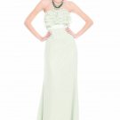 Strapless Long Bridesmaid Dress Ruffles Green Silver Chiffon Evening Dress Sz4 6 8 10 12 14 16+