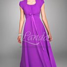 Short Sleeves Bridesmaid Dress Square-neck Purple Chiffon Wedding Evening Dress Sz4 6 8 10 12 14 16+