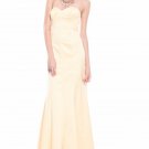 Mermaid Strapless Bridesmaid Dress Cream Yellow Satin Wedding Evening Dress Sz4 6 8 10 12 14 16+