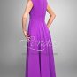 Short Sleeves Bridesmaid Dress Square-neck Purple Chiffon Wedding Evening Dress Sz4 6 8 10 12 14 16+