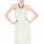 Strapless Long Bridesmaid Dress Ruffles Green Silver Chiffon Evening Dress Sz4 6 8 10 12 14 16+