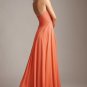 Strapless Long Bridesmaid Dress Coral Navy Blue Chiffon Empire Evening Dress Sz4 6 8 10 12 14+