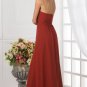 Halter Long Bridesmaid Dress Red Chiffon Wedding Evening Dress Sz4 6 8 10 12 14 16+