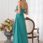 Halter Long Bridesmaid Dress Teal Blue Taffeta Wedding Evening Dress Sz4 6 8 10 12 14 16+