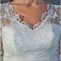 Mid Sleeve White Lace Bridal Wedding Dress V-neck Tea Length Evening Prom Gown Sz4 6 8 10 12 14+