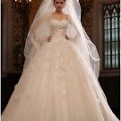 Princess Strapless Ruffled Champagne Lace Wedding Ball Gown Bridal Dress Sz4 6 8 10 12 14+Custom