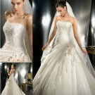 Princess Strapless White Lace Flowers Wedding Ball Gown Bridal Dress Sz4 6 8 10 12 14+Custom