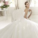 Strapless White Lace Tulle Wedding Dress Ball Gown Free Jacket Bridal Dress Sz6 8 10 12 14+Custom