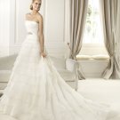 Strapless White Organza Tiered Wedding Dress Ball Gown Bridal Dress Sz6 8 10 12 14+Custom