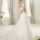 Full Sleeve Ivory Lace Tiered Wedding Dress Ball Gown Bridal Dress Sz6 8 10 12 14+Custom