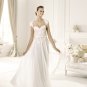 Cap Sleeve White Lace Chiffon Wedding Dress Bridal Evening Prom Dress Sz6 8 10 12 14+Custom