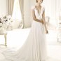 Cap Sleeve White Lace Chiffon Wedding Dress Sexy Bridal Evening Prom Dress Sz6 8 10 12 14+Custom
