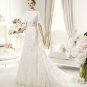 Mid Sleeve White Lace Wedding Dress Luxury Bridal Evening Prom Dress Sz 2-16+Custom