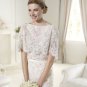 Mid Sleeve White Lace Wedding Dress Luxury Bridal Evening Prom Dress Sz 2-16+Custom