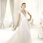 Cap Sleeve White Lace Chiffon Wedding Dress Sexy Bridal Evening Prom Dress Sz6 8 10 12 14+Custom
