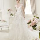 2013 New Boat Neck White Lace Wedding Dress Bridal Evening Prom Dress Monceau Sz 2-16+Custom