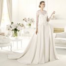 2013 Full Sleeve White Lace Satin Wedding Dress Bridal Evening Prom Dress Monet Sz 2-16+Custom