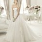 Strapless White Lace Tulle Wedding Dress Bridal Ball Gown Planeta Prom Dress Sz 2-16+Custom