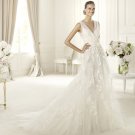 2013 New V-neck White Lace Tulle Wedding Dress Bridal  Ball Gown Planeta Prom Dress Sz 2-16+Custom