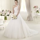 One Shoulder White Organza Wedding Dress Sexy Bridal Evening Prom Dress URIBESz 2-16+Custom