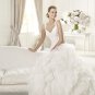 A-line White Organza Wedding Dress Thin Straps Bridal Evening Prom Dress Usual Sz 2-16+Custom
