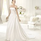 Strapless White SATIN Wedding Dress A-line jEWELED Bridal Evening Prom Dress UXUE Sz 2-16+Custom
