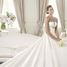 Strapless White SATIN Wedding Dress A-line Bridal Evening Prom Dress Utica Sz 2-16+Custom