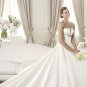 Strapless White SATIN Wedding Dress A-line Bridal Evening Prom Dress Utica Sz 2-16+Custom