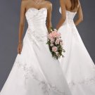 A-line Strapless White Satin Lace Wedding Ball Gown Bridal Dress Sz4 6 8 10 12 14+Custom