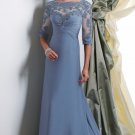 3/4 Sleeves Evening Dress A-line Blue Chiffon Prom Dress Mother of the Bride Groom Dress