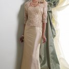 3/4 Sleeves Evening Dress A-line Champagne Tafeta Prom Dress Mother of the Bride Groom Dress