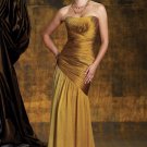 Strapless Evening Dress Gold Silk Chiffon Prom Dress Mother of the Bride Groom Dress