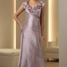 V-neck Evening Dress Light Lavender Taffeta Prom Dress Mother of the Bride Groom Dress